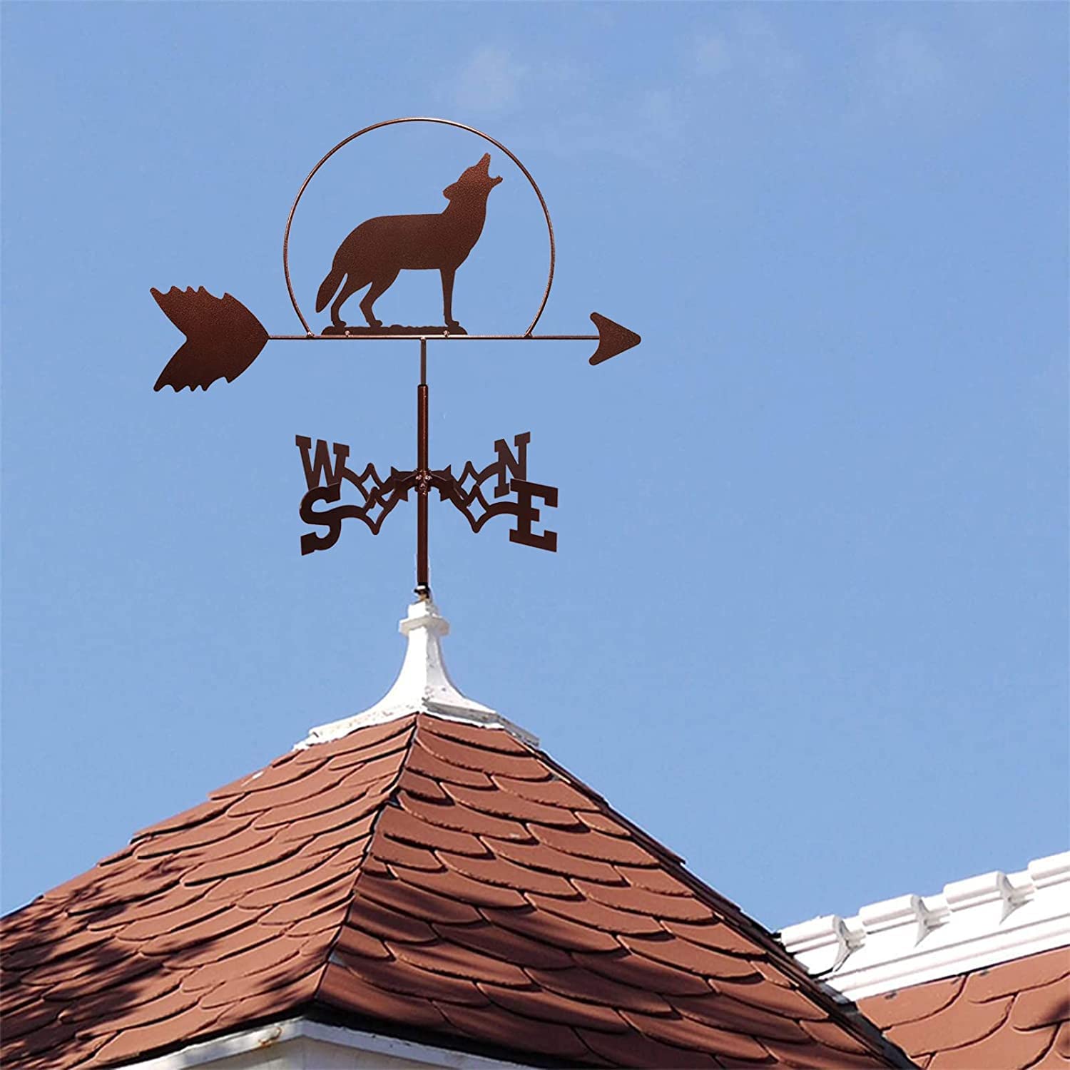 Girouettes Animaux Métal Extérieur Acier Inoxydable Girouette Loup Jardin Fer Direction Vitesse du Vent Indicateur de Direction pour Ferme Cour Jardin Gazebo Décorations