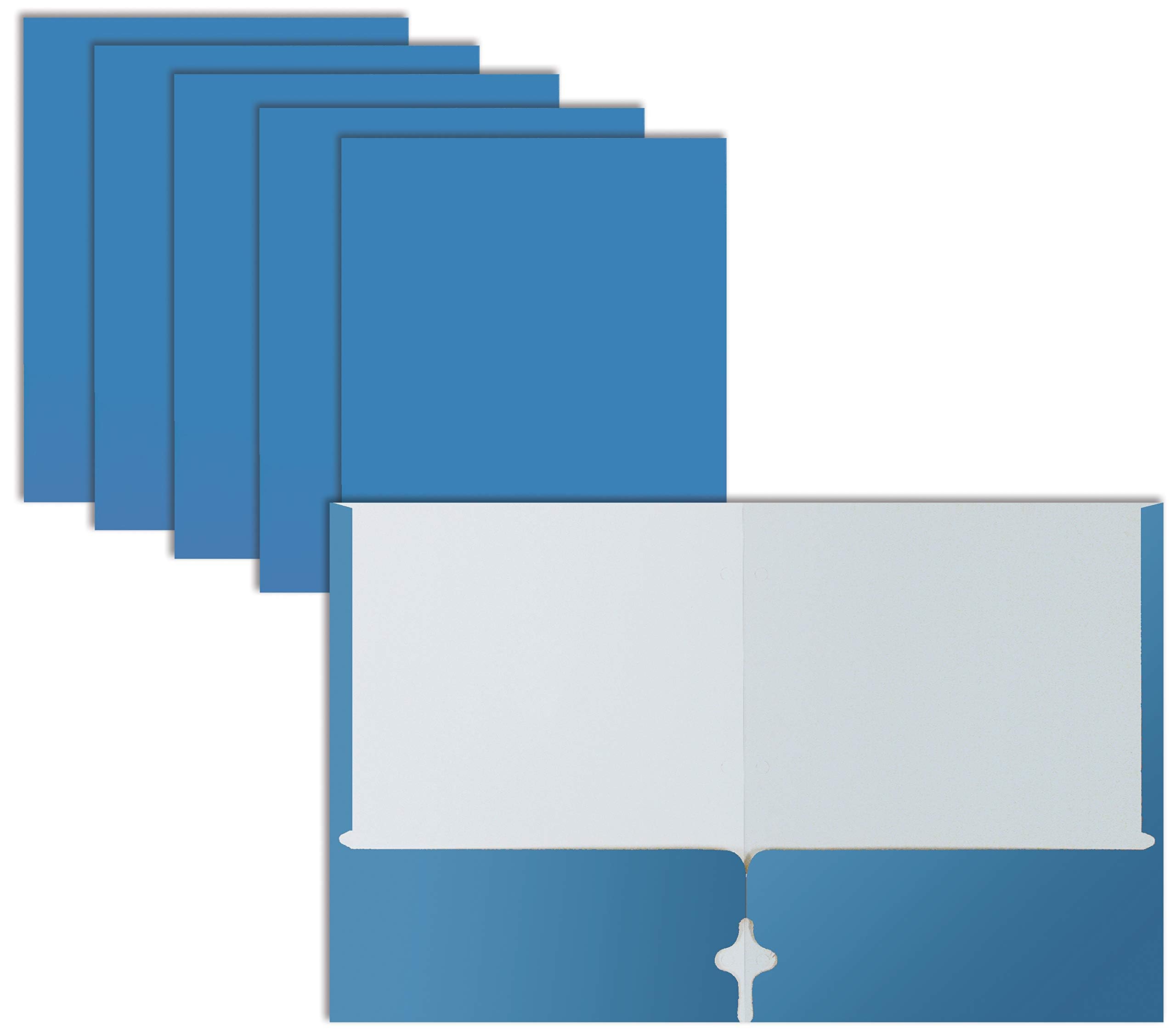 Better Office Products Two Pocket Portfolio Folders, 50-Pack, Light Blue, Letter Size Paper Folders, 50 Pieces, Lt. Blue