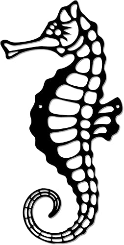 Decoración de pared de metal con caballito de mar para playeros Placa de playa para puerta de pared con estrella de mar Letrero decorativo para