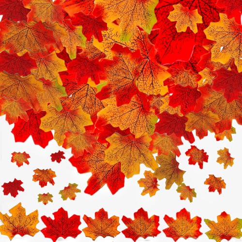 300 Pcs Artificial Autumn Maple Leaves, Mixed 6 Colors Fake Fall ...