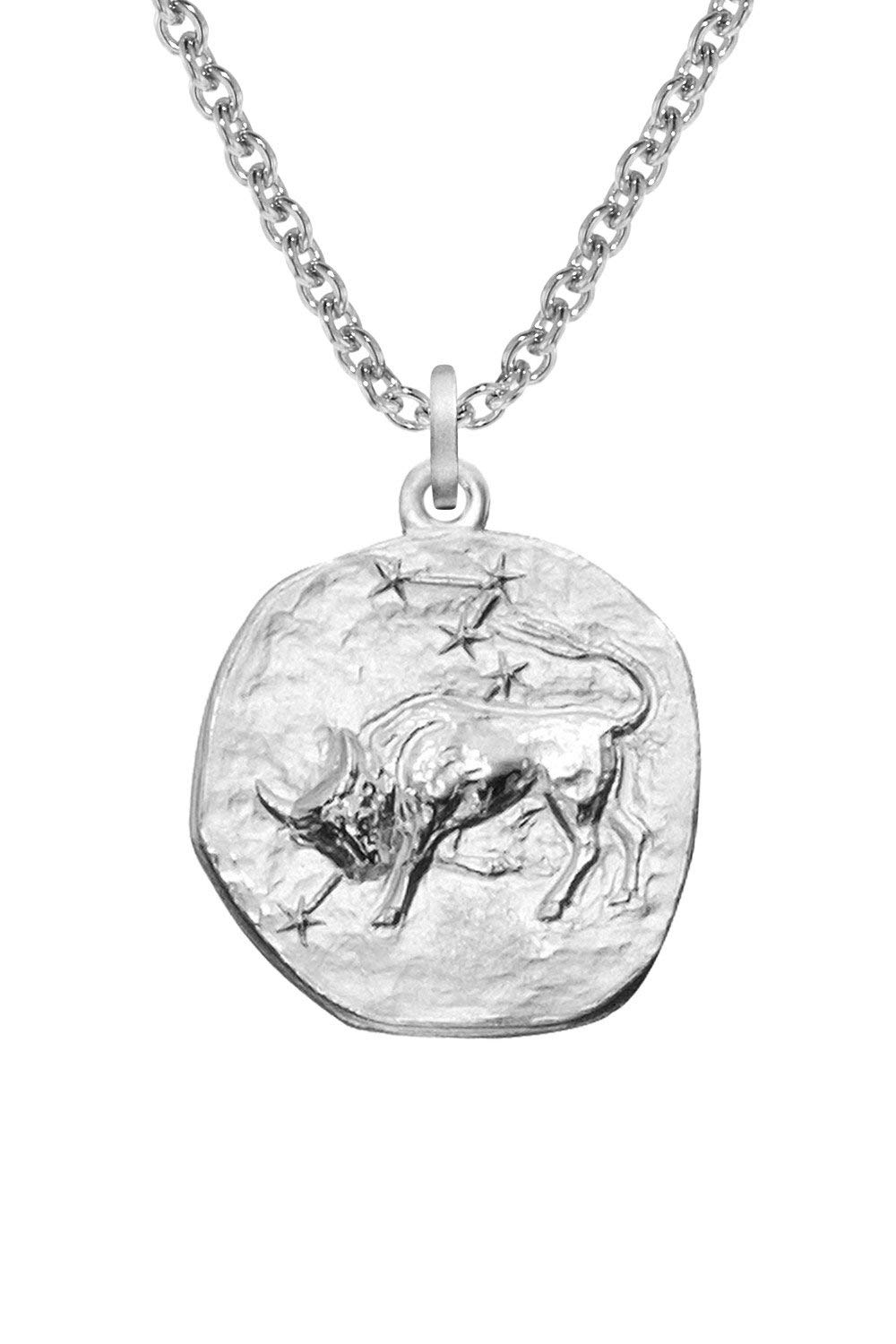 trendor Sternzeichen Stier mit Halskette 925 Silber Ø 16 mm 08441-05 | Tierkreiszeichen Anhänger Sterlingsilber für Damen, Herren oder Kinder,