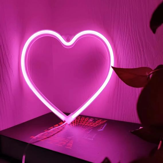 HFHungkeong HFHungkeong Enseigne Lumineuse LED Néon en Forme de Cœur Rose