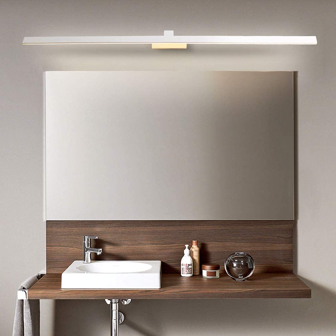 Nowoczesne oświetlenie lustra łazienkowego Oświetlenie LED do makijażu na lustrze Neutralne światło 4000 K Oprawa oświetleniowa w łazience Materiał metalowy Kinkiet do łazienki Biały 24 W / 122 CM