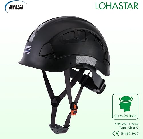 Miniatura 5 de Casco de seguridad con visera y protección auditiva, casco de trabajo aprobado por LOHASTAR ANSI Z89.1 para motosierra forestal, casco de tala