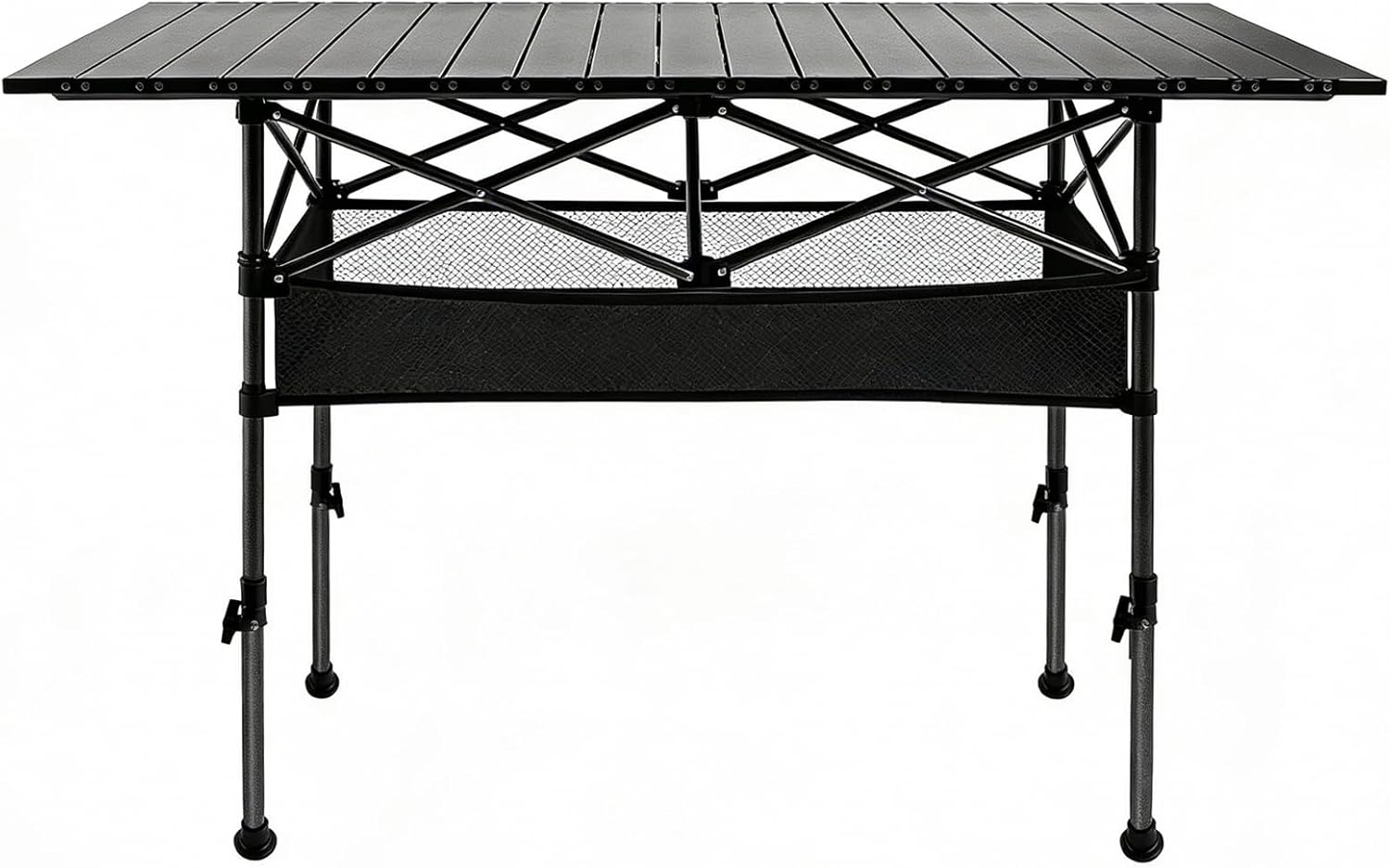 Camping Table 47in Folding Portable Camp Fold Up Lightweight Roll Up Table Adjustable Height with Carry Bag Indoor Outdoor for Camping, Picnic, Backyard, BBQ, Patio, Black