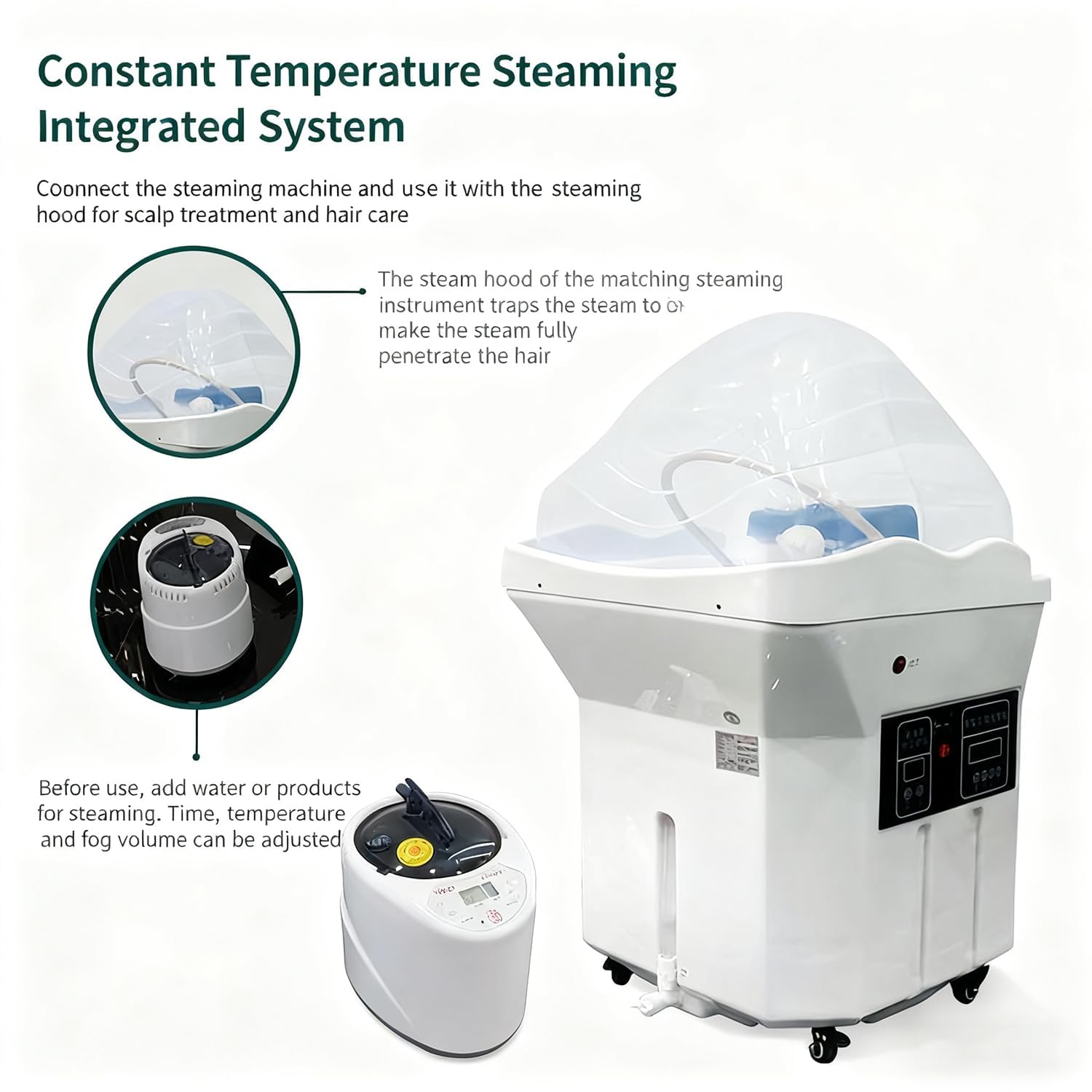 Head Spa Equipment, duży zbiornik na wodę 60 l, miska na szampon do cyrkulacji wody, łóżko do szamponu do masażu, fumigacja terapia światłem włosy japońska głowa spa przenośna umywalka do mycia włosów