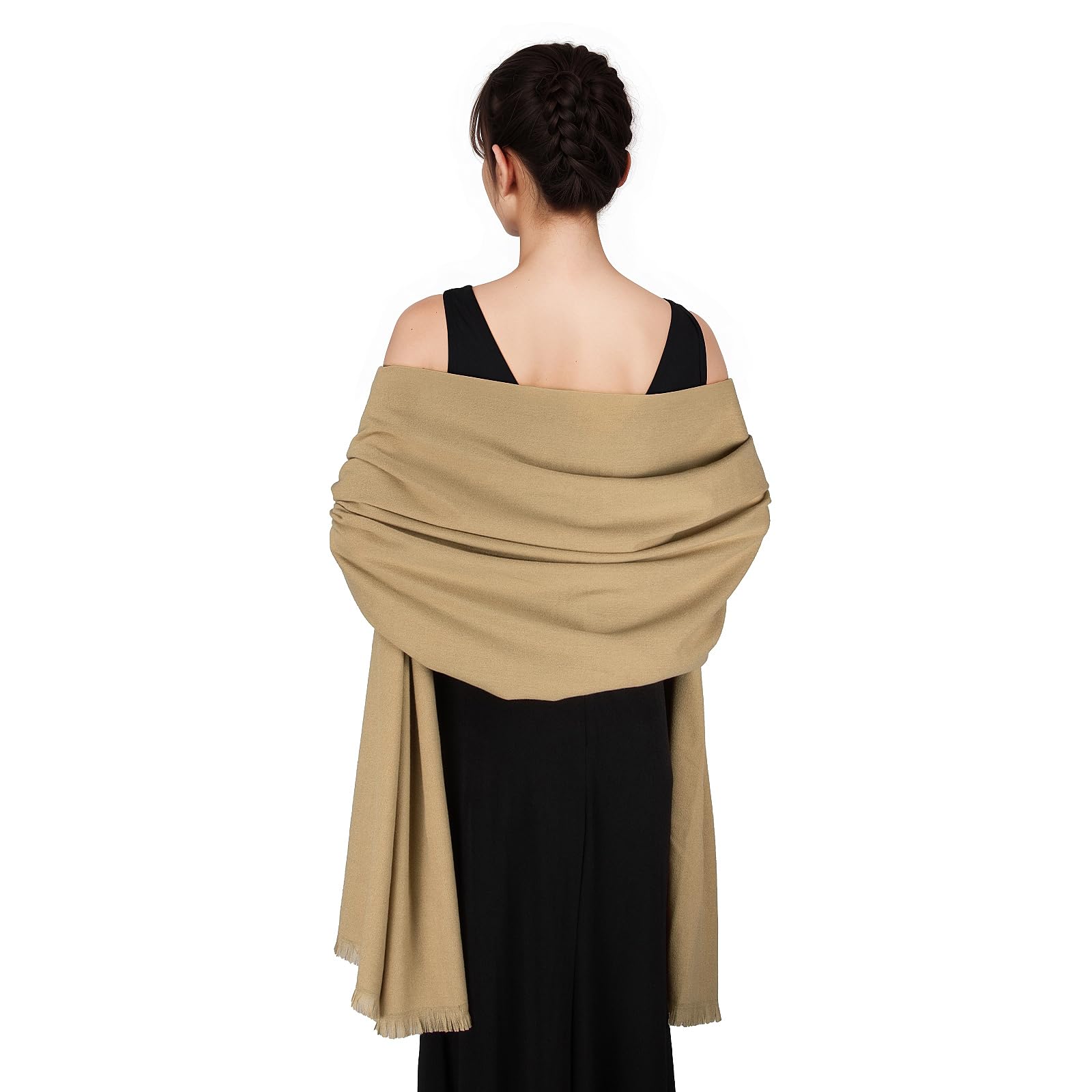 SWAT PANY Ladies Camel Scarf for Women Pashmina Shawls and Wraps for Wedding Evening Dress
