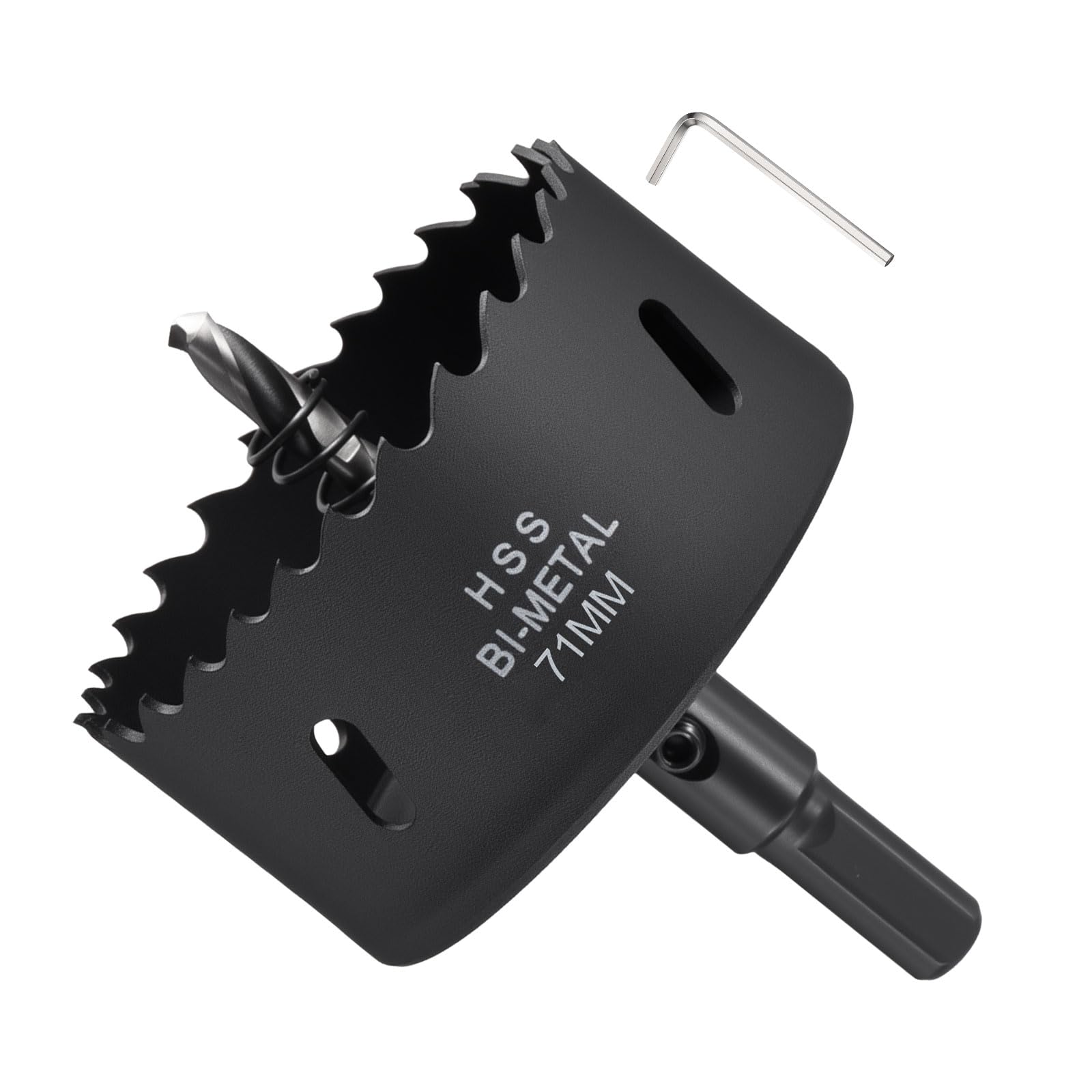 METALLIXITY Bi-Metal Hole Saw 2-51/64", M42 HSS Circular Head 71mm Hole Cutter with Center Drill Bit