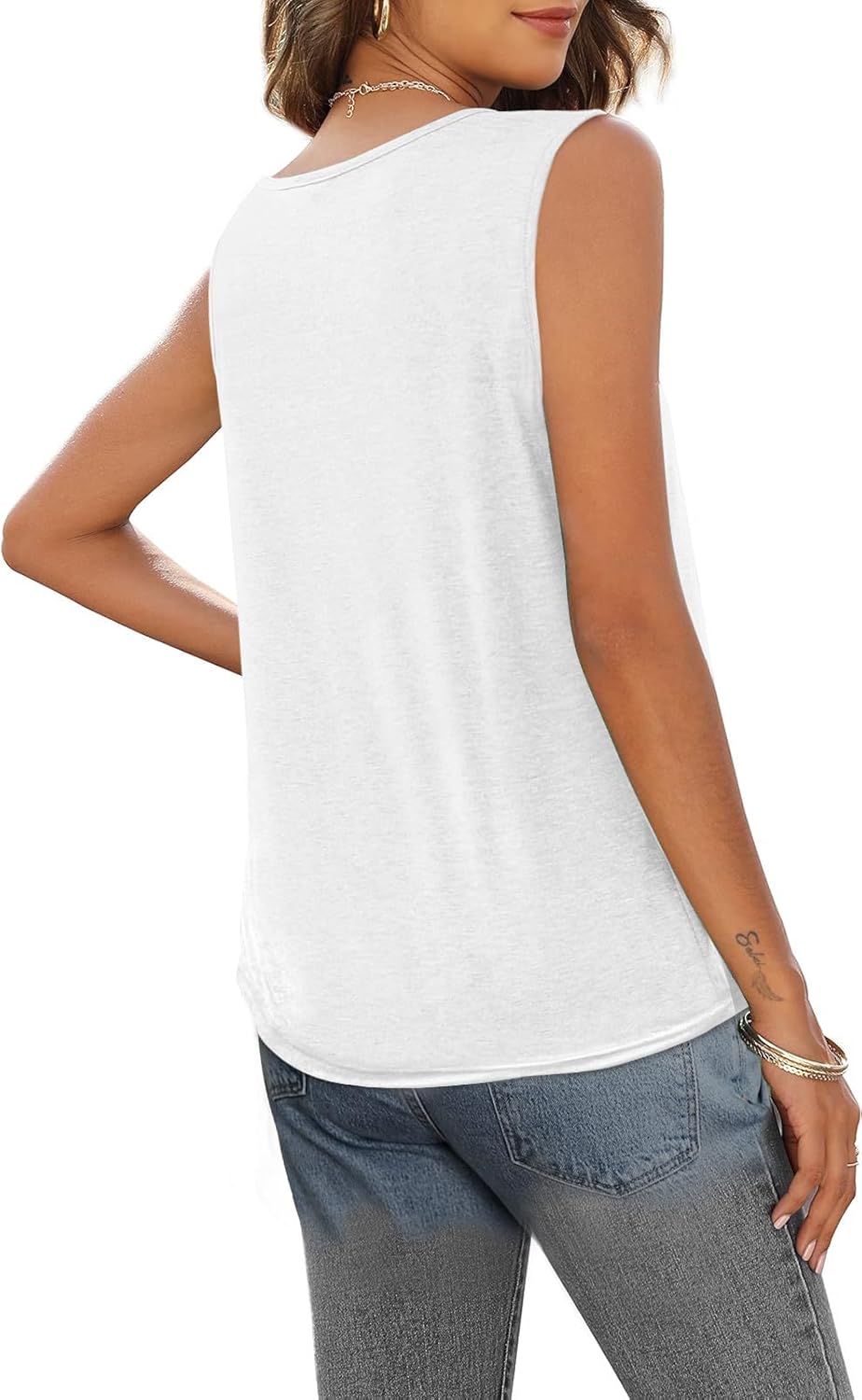 2 Pack Womens V Neck Tank Tops Tshirts 2024 Fashion Sleeveless Blouses Casual Loose Summer tees - Image 3