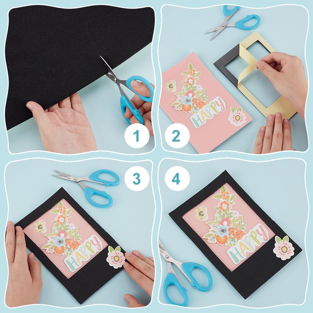 BENECREAT 8 feuille de Mousse Auto Adhésive Tapis Insonorisé D'Isolation de Tampons de Mousse D'EVA Noirs de 3mm pour le Rembourrage de Cosplay Protection des Meubles Scrapbooking Art DIY 30x30cm