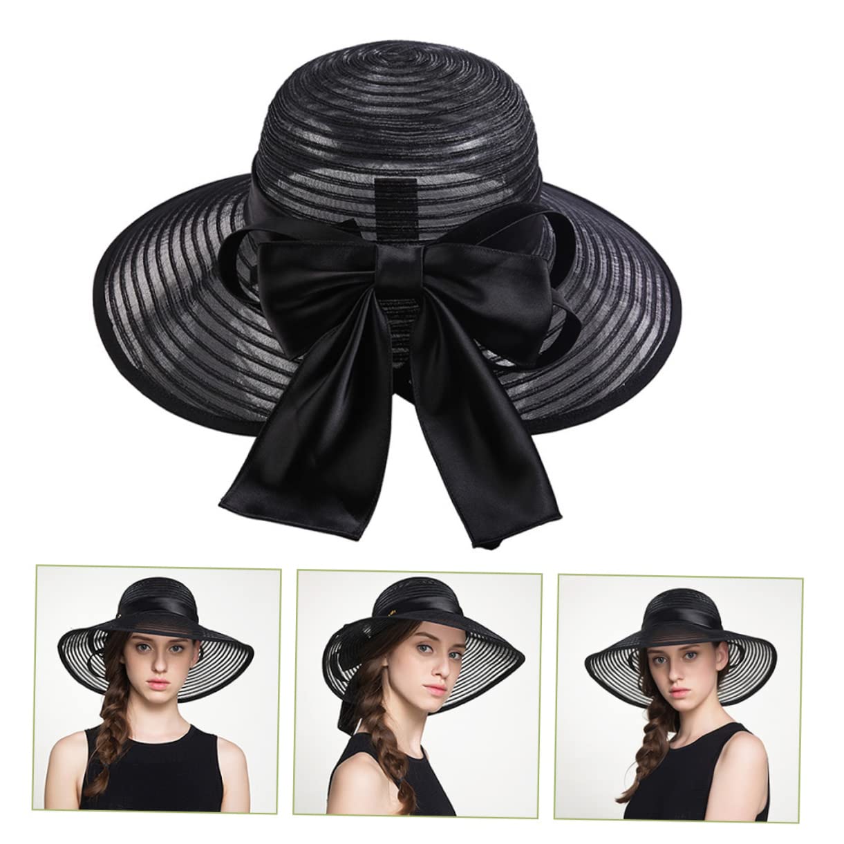 BESPORTBLE 2 Pièces Chapeau de Plage été Femme Large Brim et Nœud Délicat Chapeau de Protection Solaire Respirant pour Activités Extérieures pour Plage et Sorties