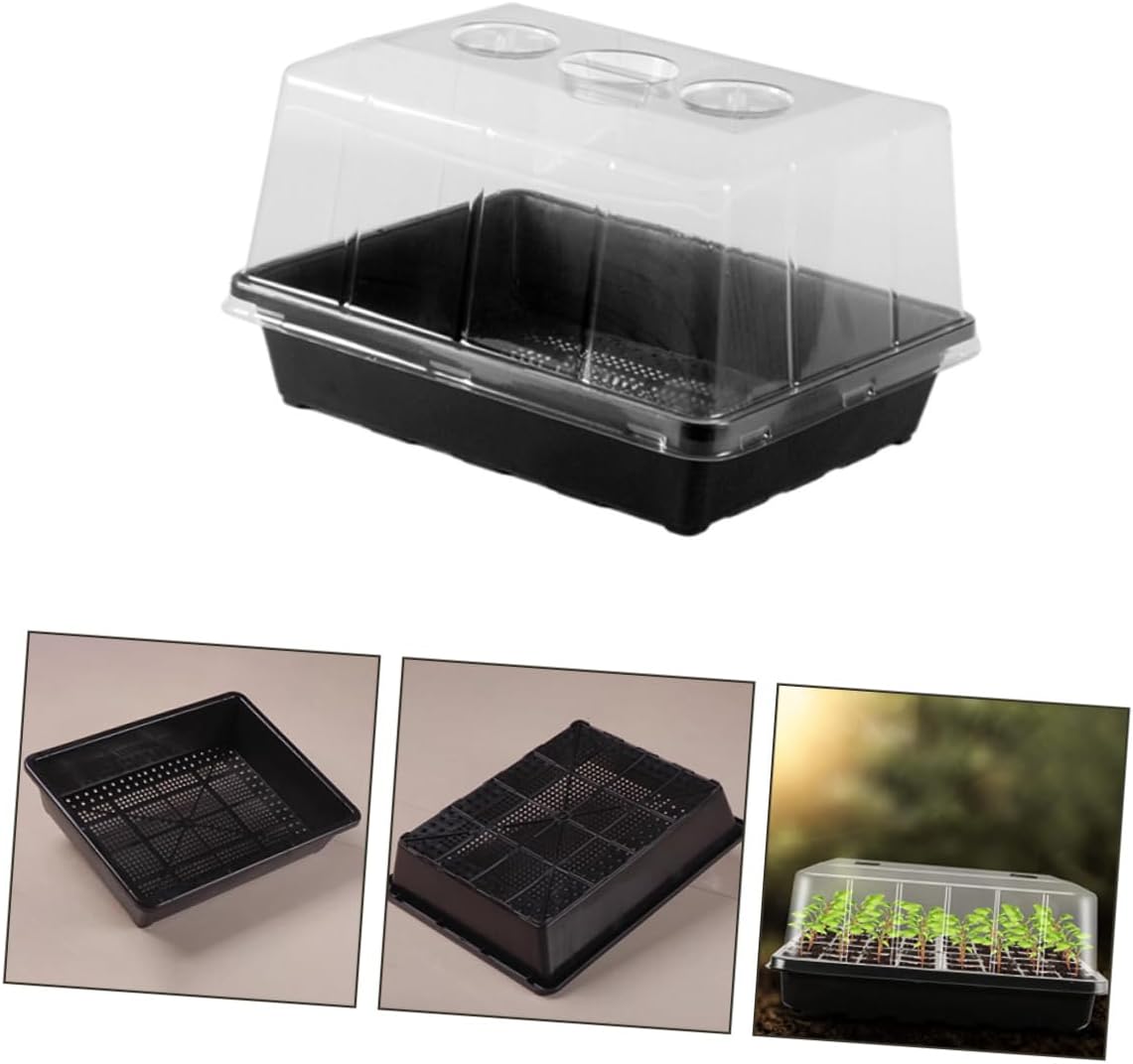 1set Plastic Trays with Dome Plant Starter Tray for Germination Use Humidity Control and Functional Gardening