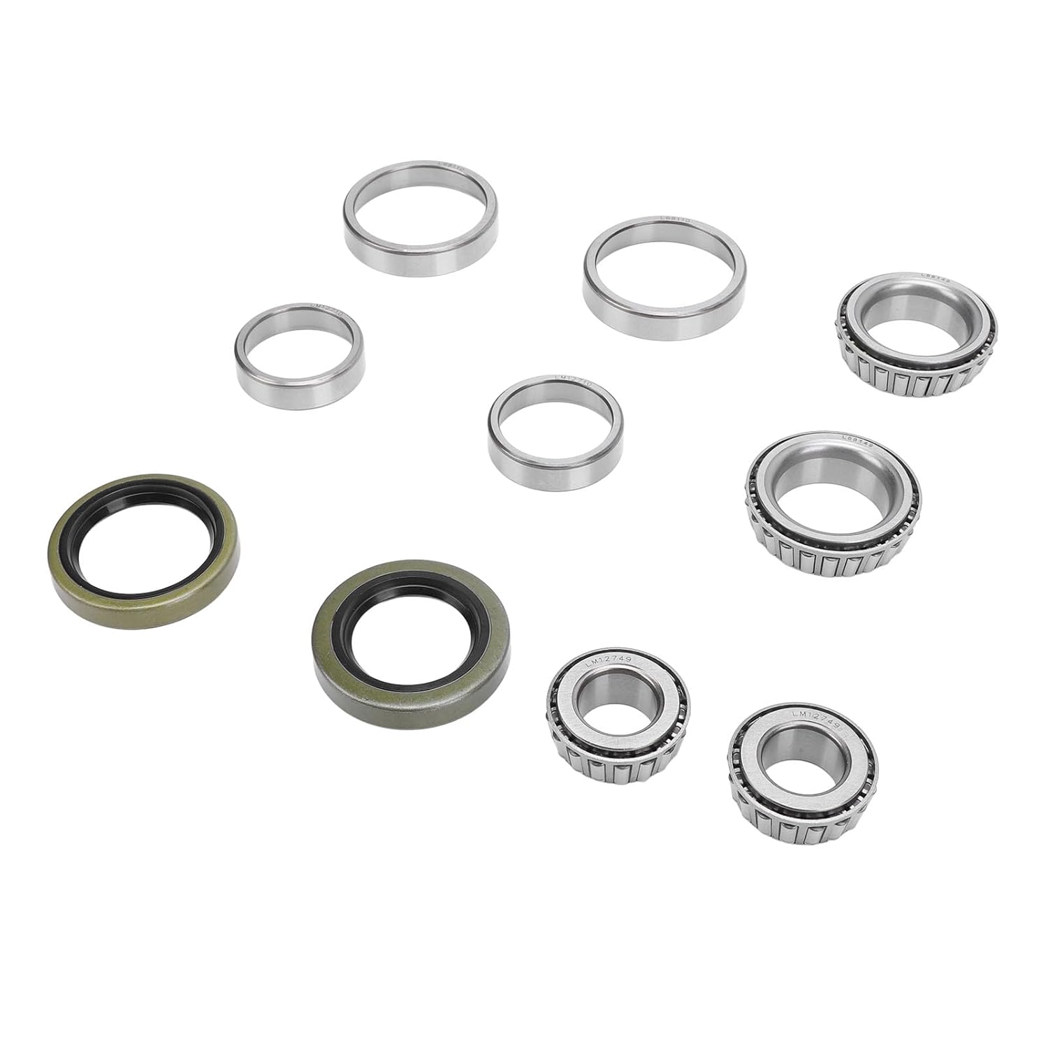 10Pcs Trailer Wheel Hub Bearings Kit L68149 LM12749 - Alloy for Reduced Friction on 1-1/16in Axle