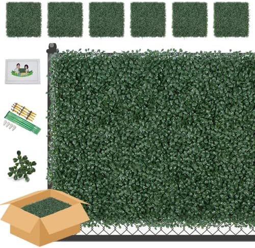 ULAND Artificial Grass Wall, 6pcs Plant Wall Panels, Boxwood Greenery Hedges, Privacy Backdrop Fence Screening, Home Garden Outdoor Wall Decoration 50 x 50cm (A001, 6)