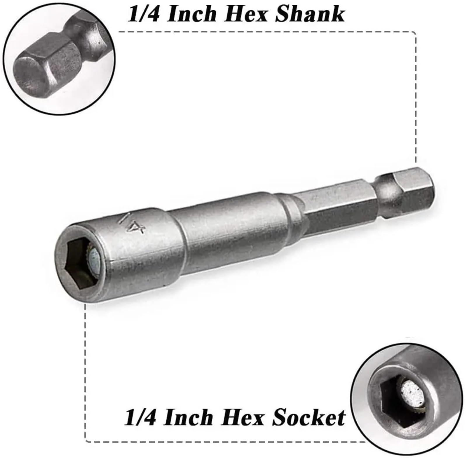 Adattatore For Cacciavite Magnetico Con Bussola A Impatto Da 6-19 Mm E Da 1/4", Set Di Punte For Trapano Elettrico(6-15mm(10PCS) 65MM)