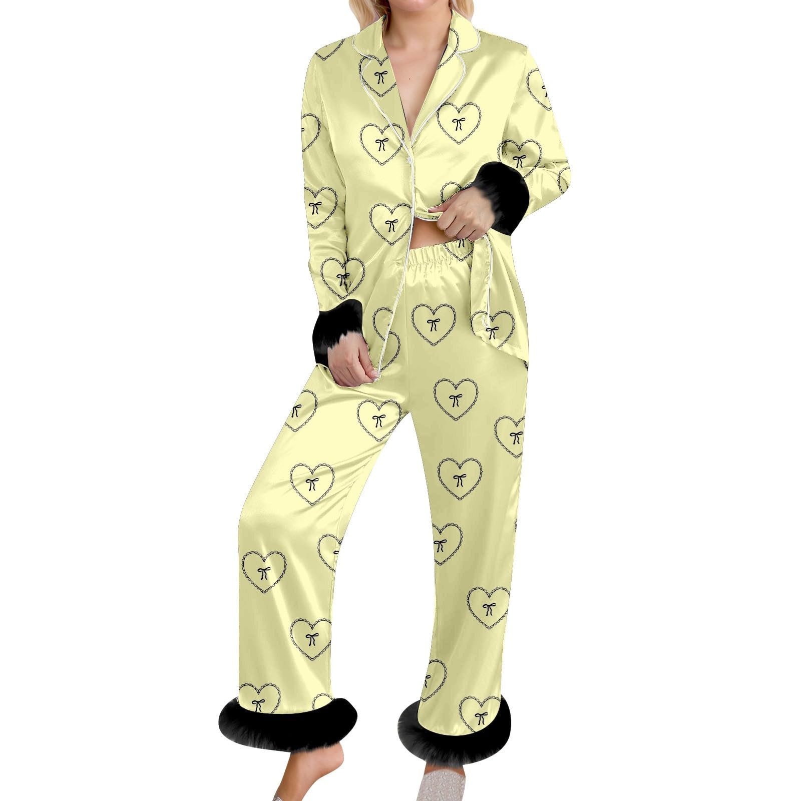 Générique en Flanelle imprimée, Ensemble Deux pièces Confortable avec Ourlet, vêtements de Nuit Doux pour se détendre à la Maison, Tenue de Nuit Confortable