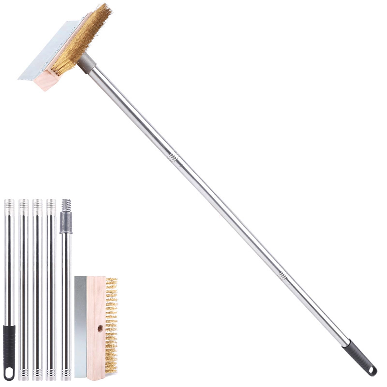 Handle Pizza Stone Brush Pizza Oven Brush with Copper Wire Bristles for Easy Cleaning of All Types of Ovens Oven