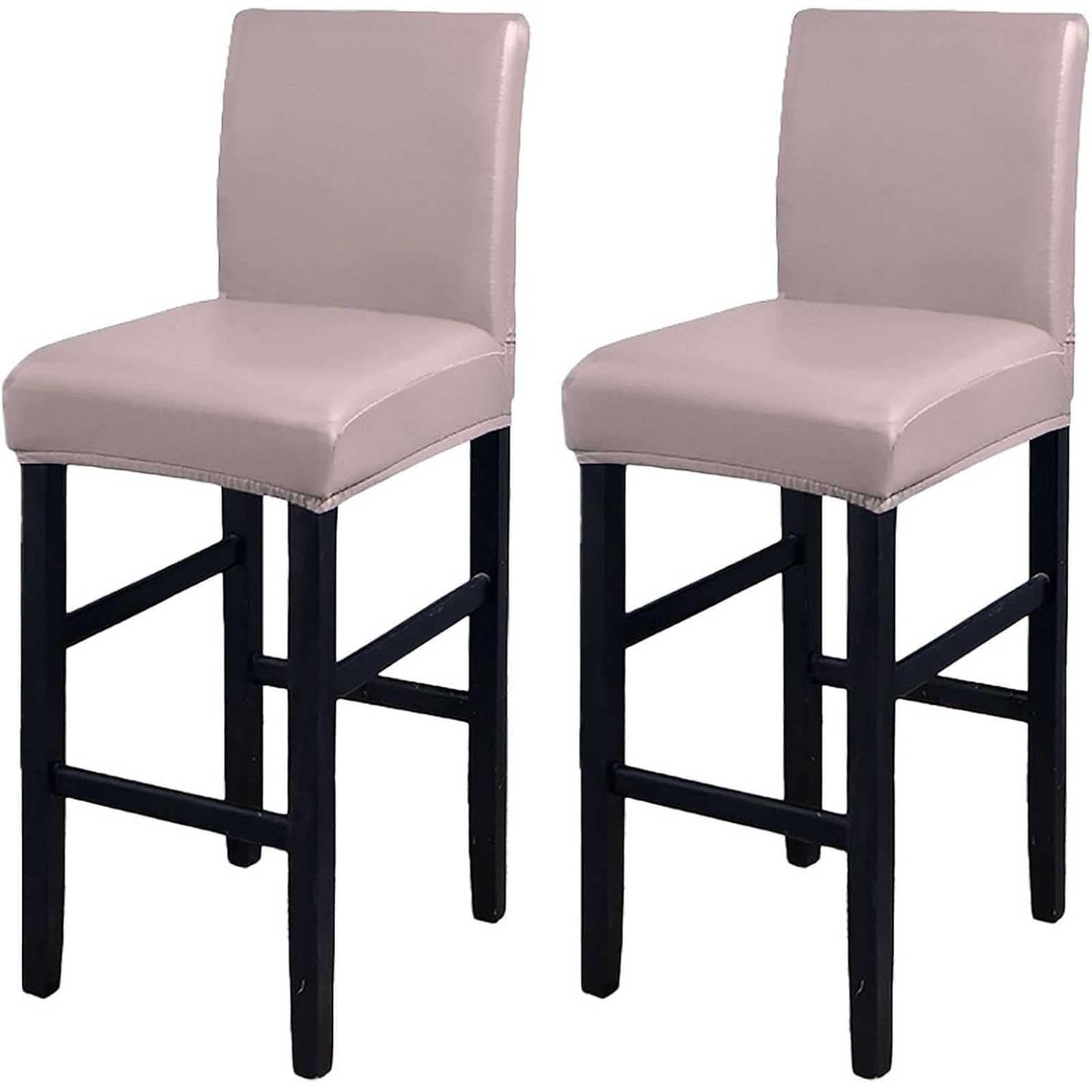 Leomix PU Waterproof Bar Stool Covers, Stretch Removable Barstools Covers, Counter High Leg Low Back Chair Covers, for Cafe Dining Room,F,2pack