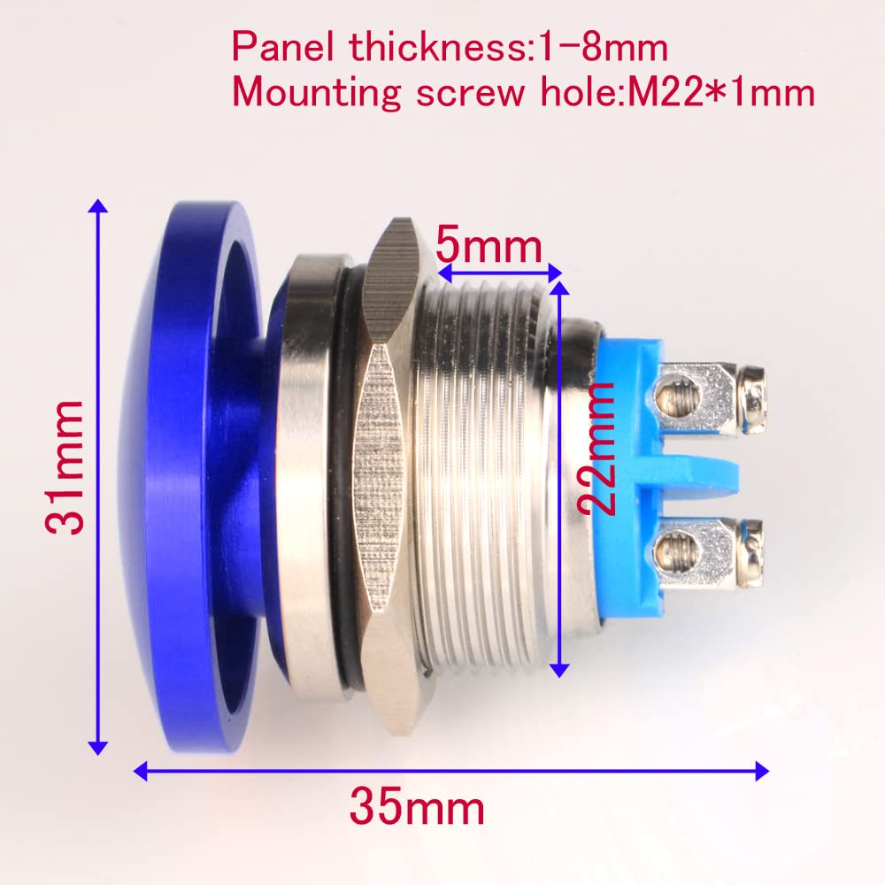 GUUZI Metalen Noodstop Paddestoel Vergrendelende Drukknop 22 mm Montage Gat, 1NO 1NC met Stop Teken