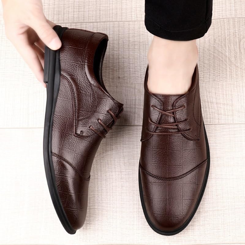 Luxury Leather Men's Oxford Dress Shoes Lace-up Cap Toe Anti-Slip Shoes for Office Business2