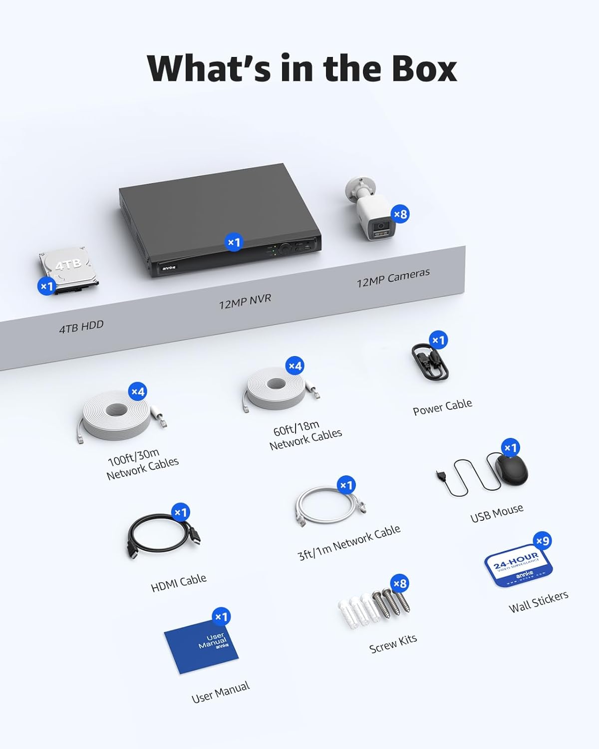 ANNKE 12MP Security Camera System, 16CH NVR Recorder with AI Motion Detection, 8pcs IP PoE Cams with Color Night Vision, Built-in Mic, Compatible with Alexa for Home Business Surveillance, 4TB HDD - Image 9