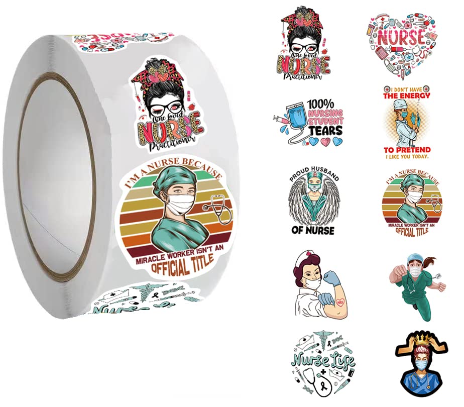 International Nurses Day Stickers 500PCS 10 Styde Nursing Stickers Nurse Accessories Nurse Stickers for Water Bottles Medical Stickers Nurse Accessories for Work Nurses Week Stickers Nurses Day