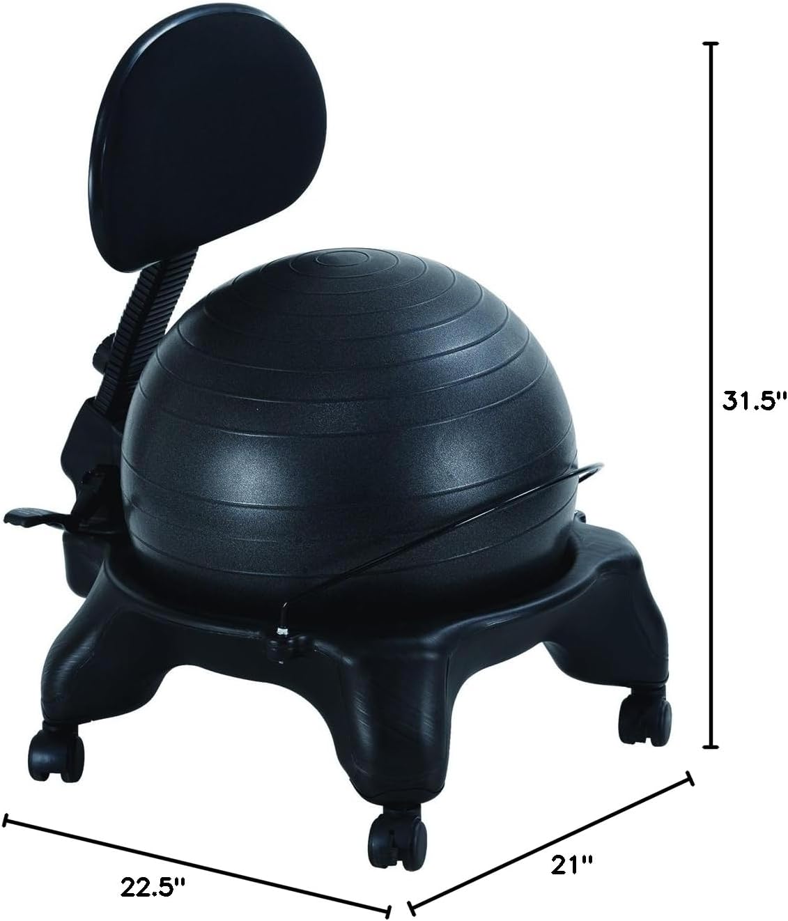 Aeromat Adjustable Active Sitting Exercise Ball Chair, Spine Support, Office Chair for prolonged Sitting, Lockable Wheels