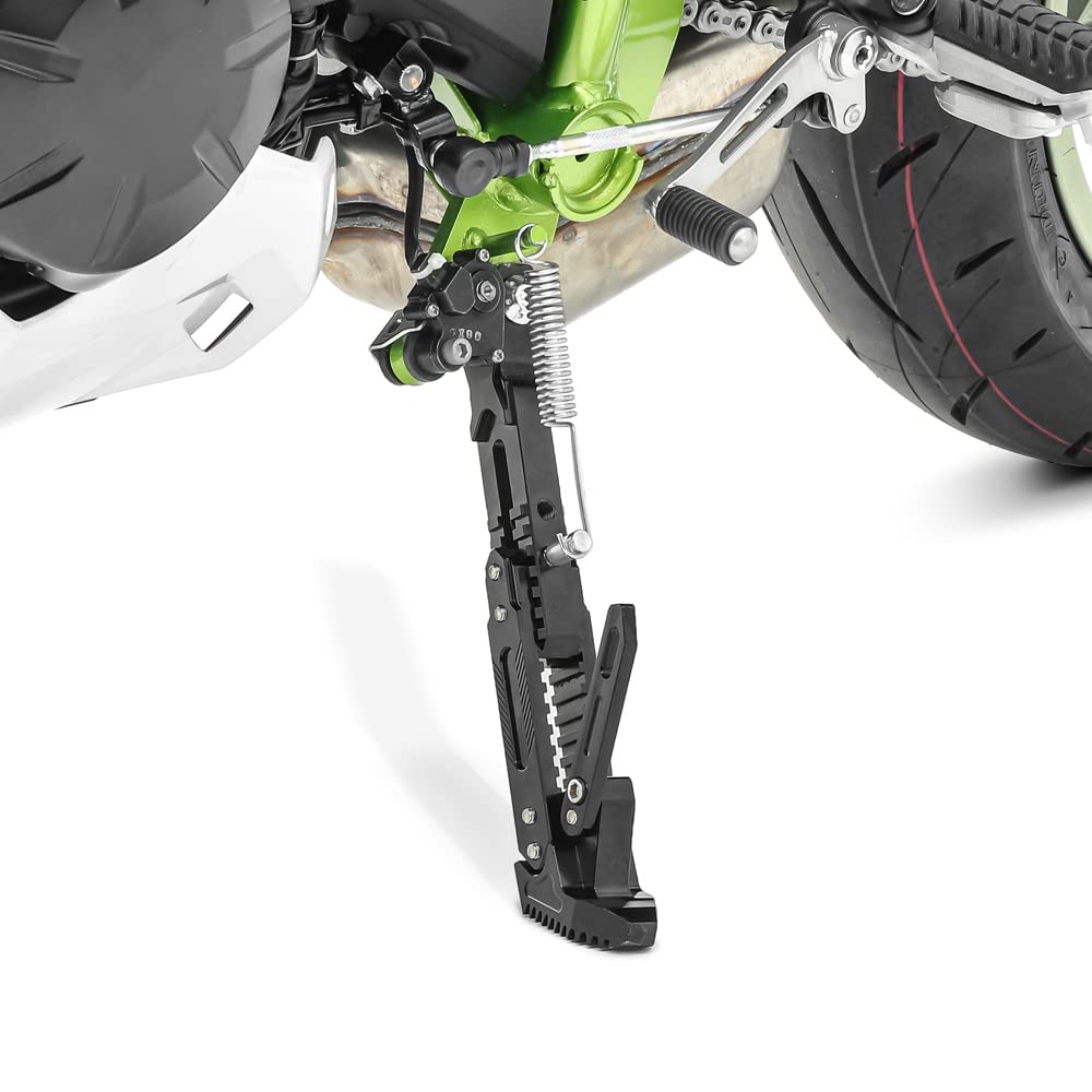 Béquille latérale Moto réglable en Hauteur Universelle Aluminium Tourtecs Noir