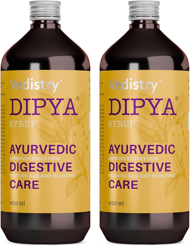 - Dipya Ayurvedic Digestive Syrup | Ayurvedic Digestive support for Indigestion, Gas, Bloating & Post-Meal Heaviness | Clinically Proven to give 100% relief in 4 weeks - 450 ml (Pack of 2)