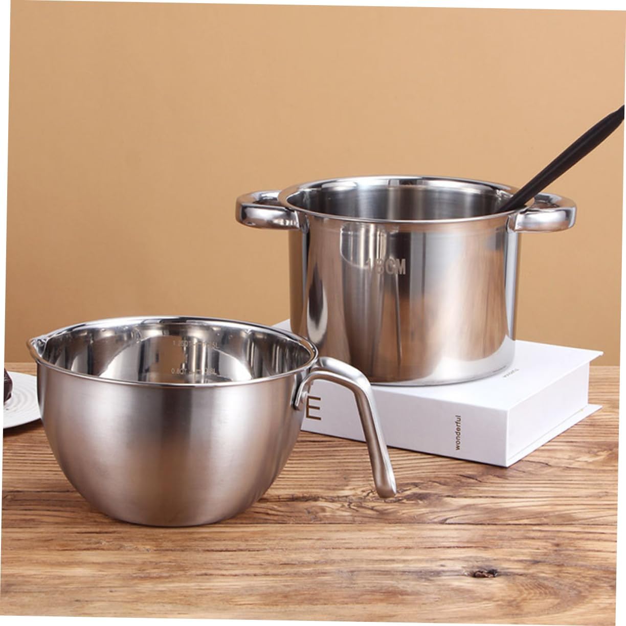 STOBAZA 1Set Stainless Steel Double Boiler Pot for Melting Cheese and Butter Inner Bowl Outer Pot Kitchen Tool for Indirect Heating and Cooking