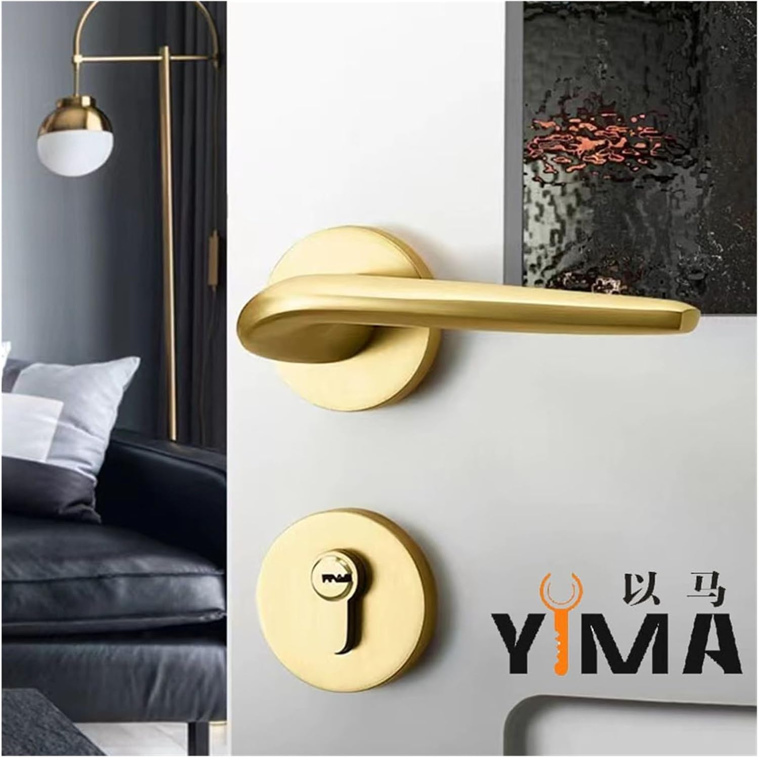 Space Aluminum Modern Simple Split Solid Wood Household Door Lock Silent Lock Aluminum Oxide Magnetic Hardware Lock