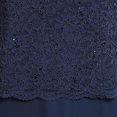 Alex Evenings Women's 3/4 Sleeve Stretch Lace Bodice One Piece Mother of The Bride Dress (Petite and Regular Sizes), Navy, 6 by Alex Evenings - Used condition - Image 4