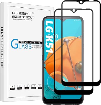Orzero 2 Pack Compatible for LG K51 Tempered Glass Screen Protector, 9 Hardness HD Anti-Scratch Full Coverage Bubble-Free Lifetime Replacement