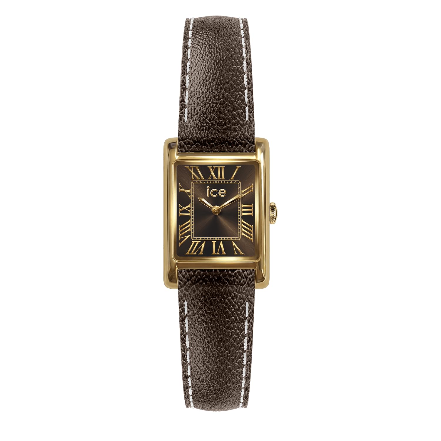 ICE-WATCH - ICE mimi Square Gold Chocolate grain - Orologio oro da Donna con Cinturino in pelle marrone - 026110 (17mm)
