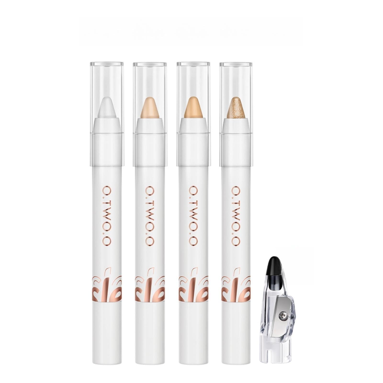 HONPOLO Eye Shadow Pencil 4 Color Pearl Shimmer Finish Locks in Makeup Fine Glitter Long-Lasting Wear Enhances Eye Shape Easy to Apply Used As An Eye Shadow, Highlighter, or to Contour (#03)