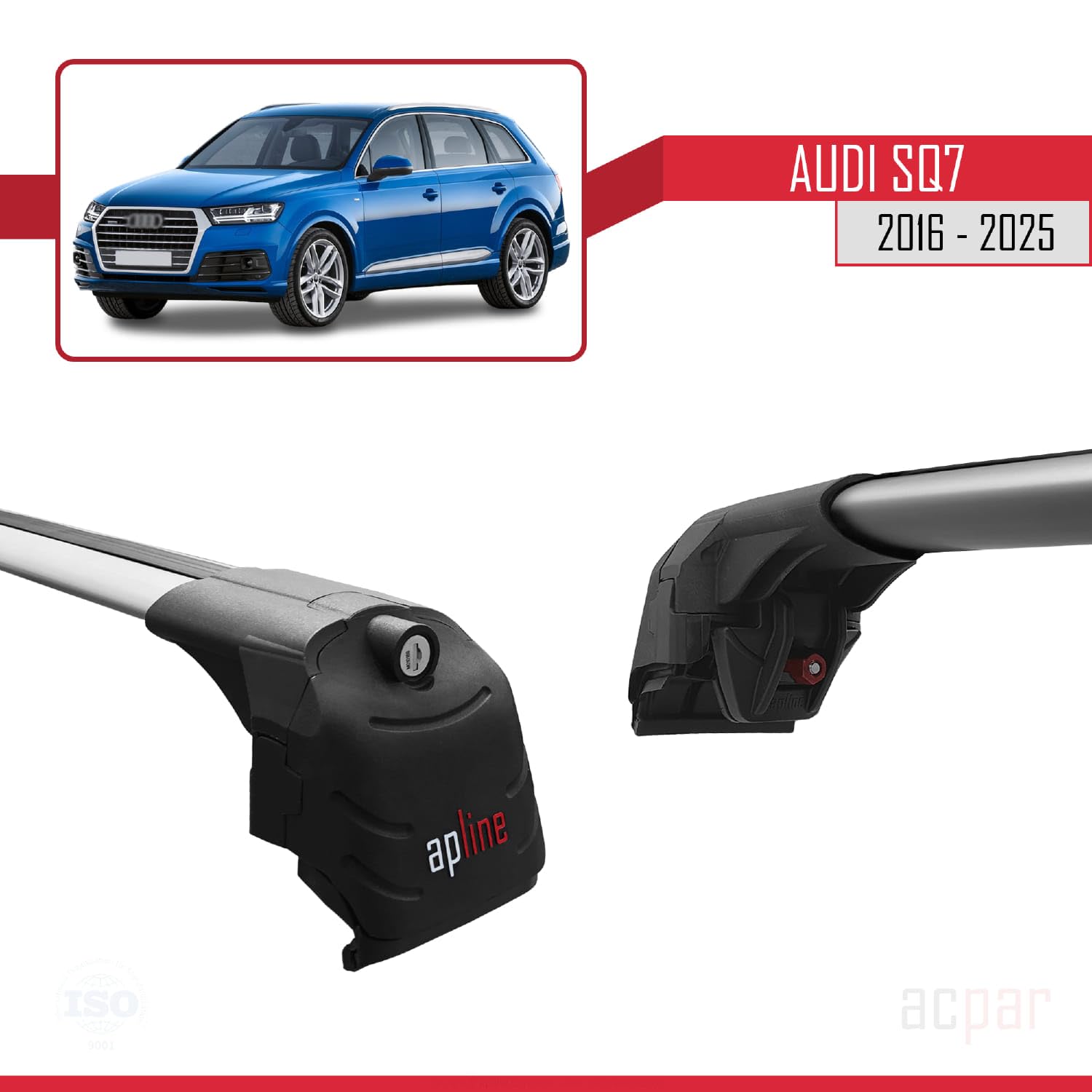 Acpar Dachträger Für Audi Q7 (4M) 2016-2025 - 2 Alu-Schienen Schwarz