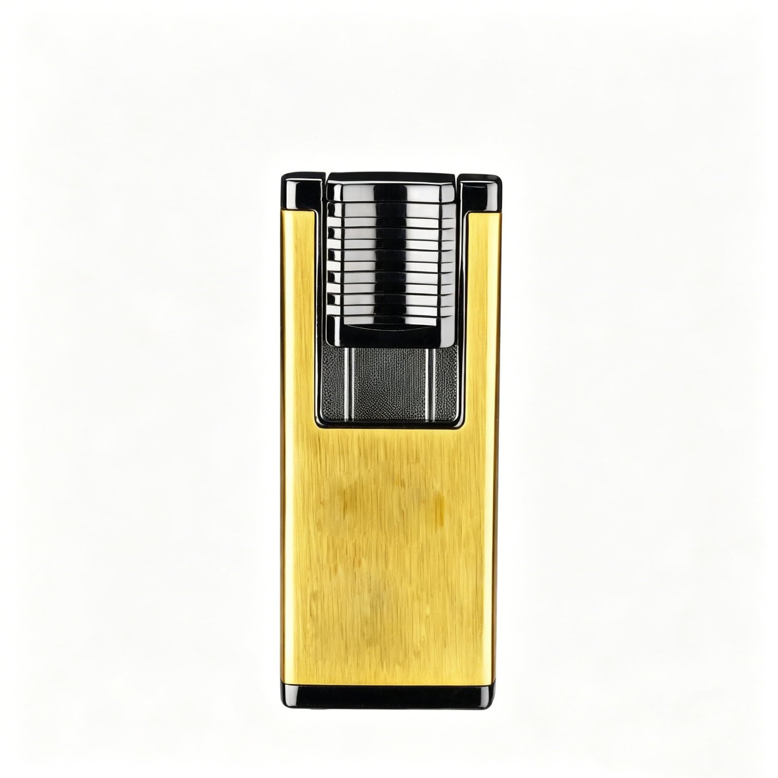 Dual Jet Lighter with Built-in Punch, Refillable Butane Windproof Blue Flame Lighter with Visible Fuel Window & Adjustable Flame, Zinc Alloy Pocket Lighter for Men's Gift (Butane Gas Not Included)(E)