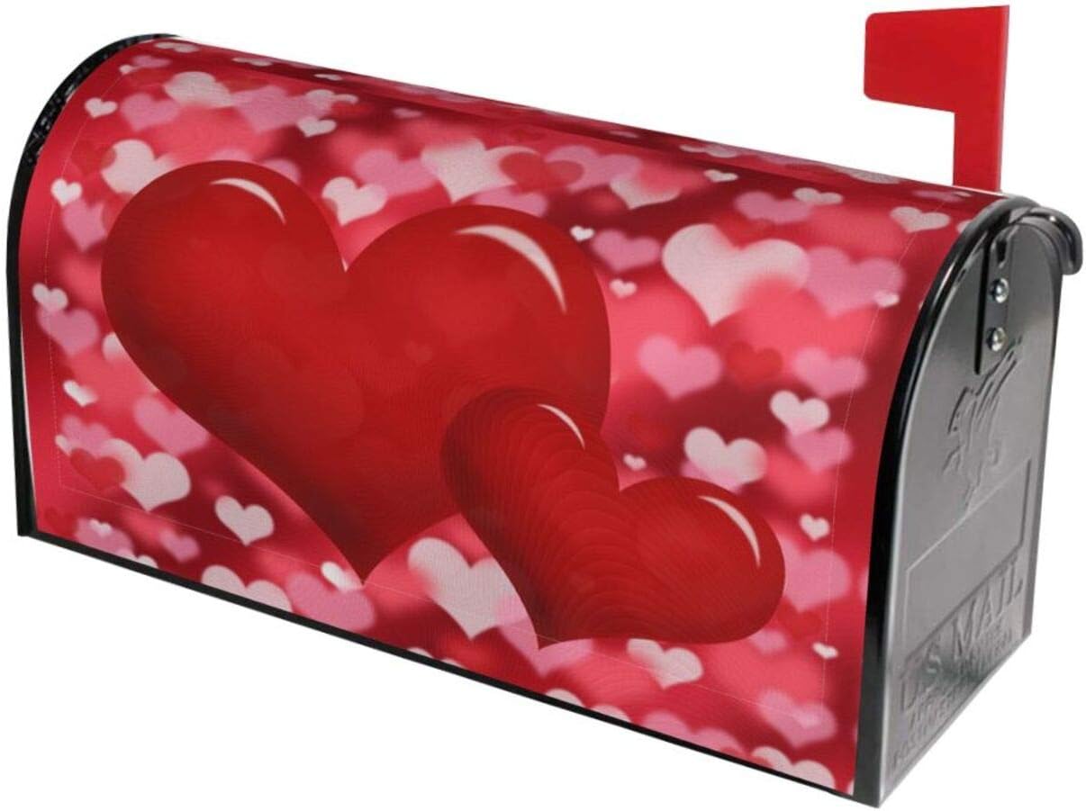 Foruidea Happy Valentine's Day Love Mailbox Covers Magnetic Mailbox Wraps Post Letter Box Cover Standard Oversize 25.5x21 MailWrap Garden Home Decor