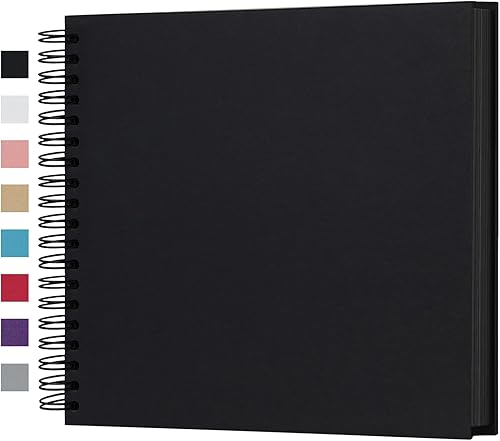 Álbum de fotos de bricolaje con tapa dura, en blanco, para boda y aniversario, álbum de fotos familiar, álbum de recortes, Negro, 10 pulgadas