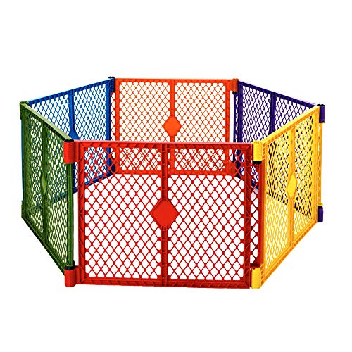 Image of Toddleroo by North States - Superyard Colorplay Baby Play Yard: Freestanding 6-Panel Baby Playpen - Indoor or Outdoor Use - Made in USA - Encloses Up to 18.5 Square Feet - 26 Inches Tall - Colorplay