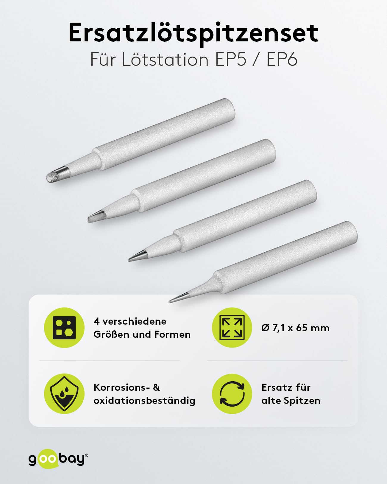 5-delige Soldeerpuntenset – Koper, 1.6 / 2.4 / 4.8 / 0.4 / 0.6 Mm, Voor Soldeerstation & Pistool
