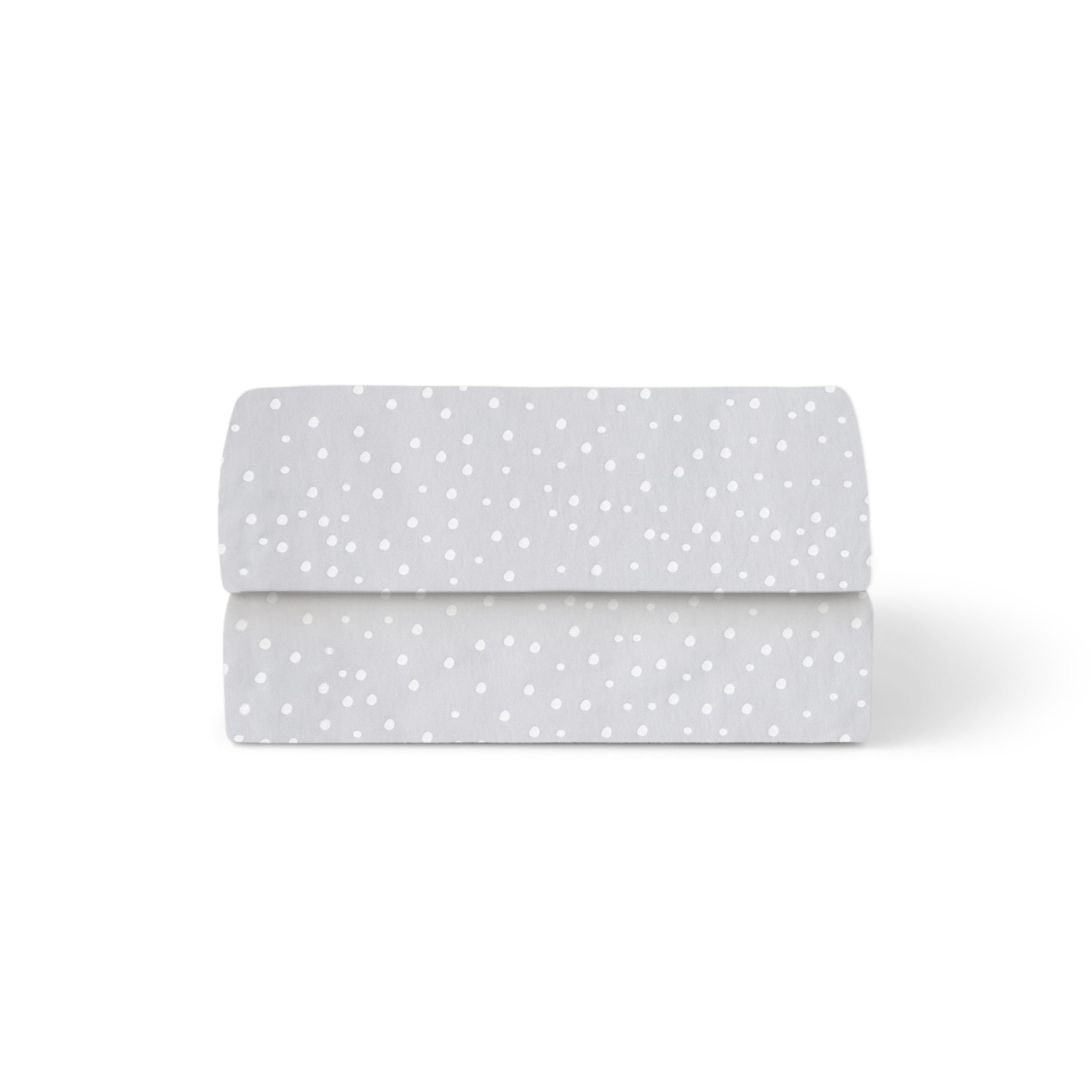 Snuz Bedside Crib Fitted Sheets - Fits All SnuzPod Cribs, 100% Jersey Cotton SnuzPod Sheets, Machine Washable, Tumble Dryer Safe, Breathable, Universal Fit 44x80cm, 2 Pack, White Spot