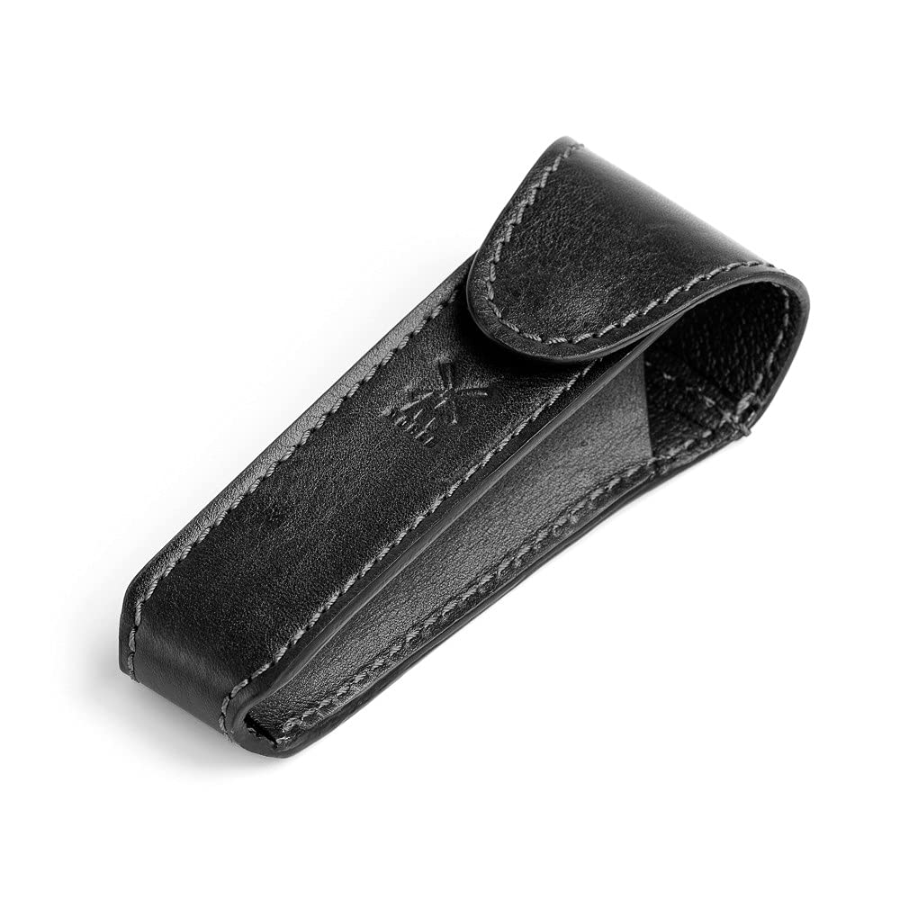 MÜHLE Travel Reisetasche - Reiseetui für traditionellen Rasierhobel aus schwarzem Echtleder - Florentiner Lederarbeit
