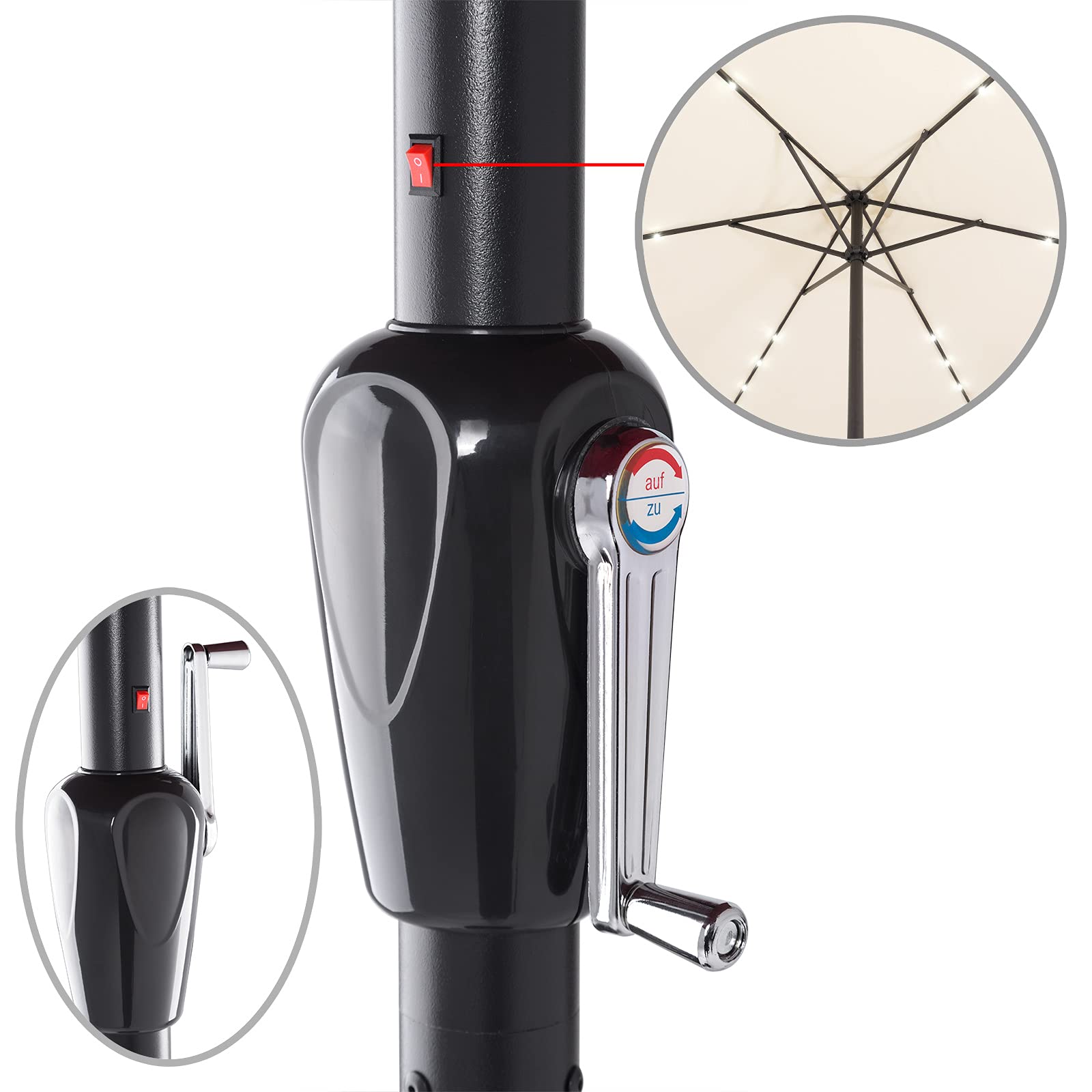 Kingsleeve Parasol Ø 330 cm Parasol en Aluminium avec manivelle Protection Solaire Jardin terrasse extérieur