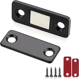 12 Pack Magnetic Door Catch Ultra Thin Cabinet Magnetic Catch Adhesive Black Cabinet Door Magnets for Cupboard Wardrobe Closet Magnetic Cabinet Latch Stick on Cabinet Door Drawer