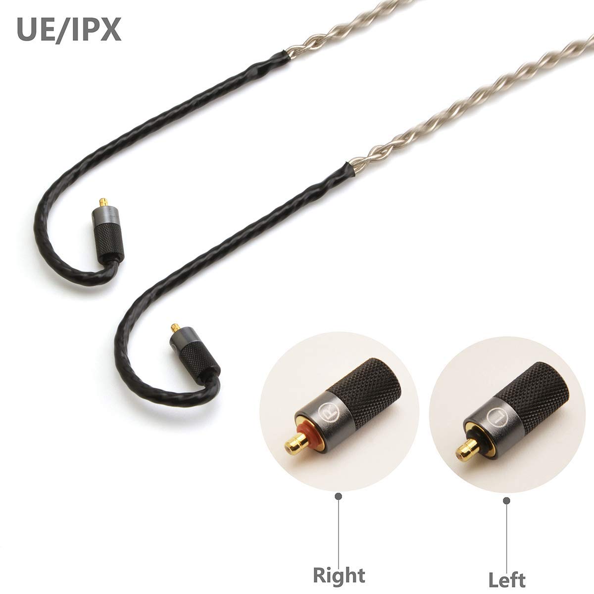 6N Single Crystal Silver Upgrade Earphone Cable 2.5mm/3.5mm/4.4mm Earphone Upgrade Cable for IPX UE5Pro UE6Pro UE11Pro UE18+Pro RM Live (4.4mm Plug)
