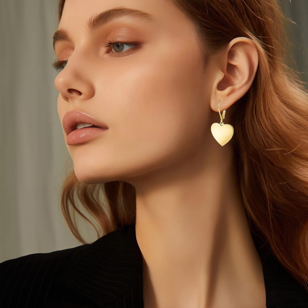 12 Pairs Gold Silver Heart Dangle Earrings Teardrop Earrings for Women Waterdrop Lightweight Circle Disc Coin Geometric Flat Brushed Drop Hypoallergenic Earrings Jewelry Gifts - Image 3