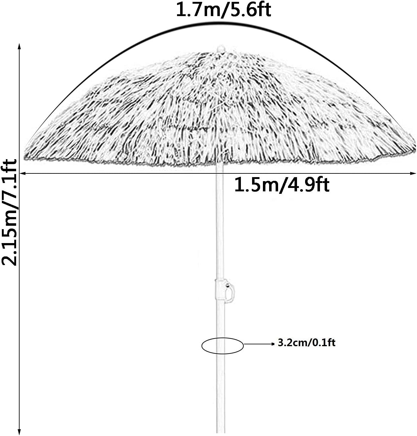 Outdoor Patio Umbrella Parasol, Straw-proof Parasol, Waterproof Garden Umbrella, Outdoor Parasol, Without Base, With Folding Fan (Wood Color) good