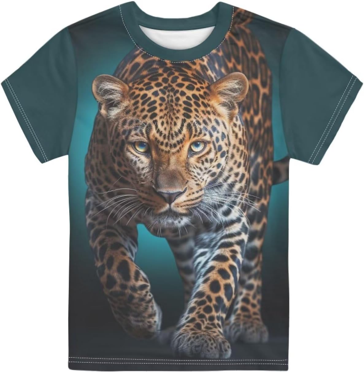 Short Sleeve T-Shirt Boys Size 9 10 Leopard Graphic Tees Casual Crewneck Tops for Kids Teens Summer Clothes Pullover Shirts 3D Animals Print Undershirt