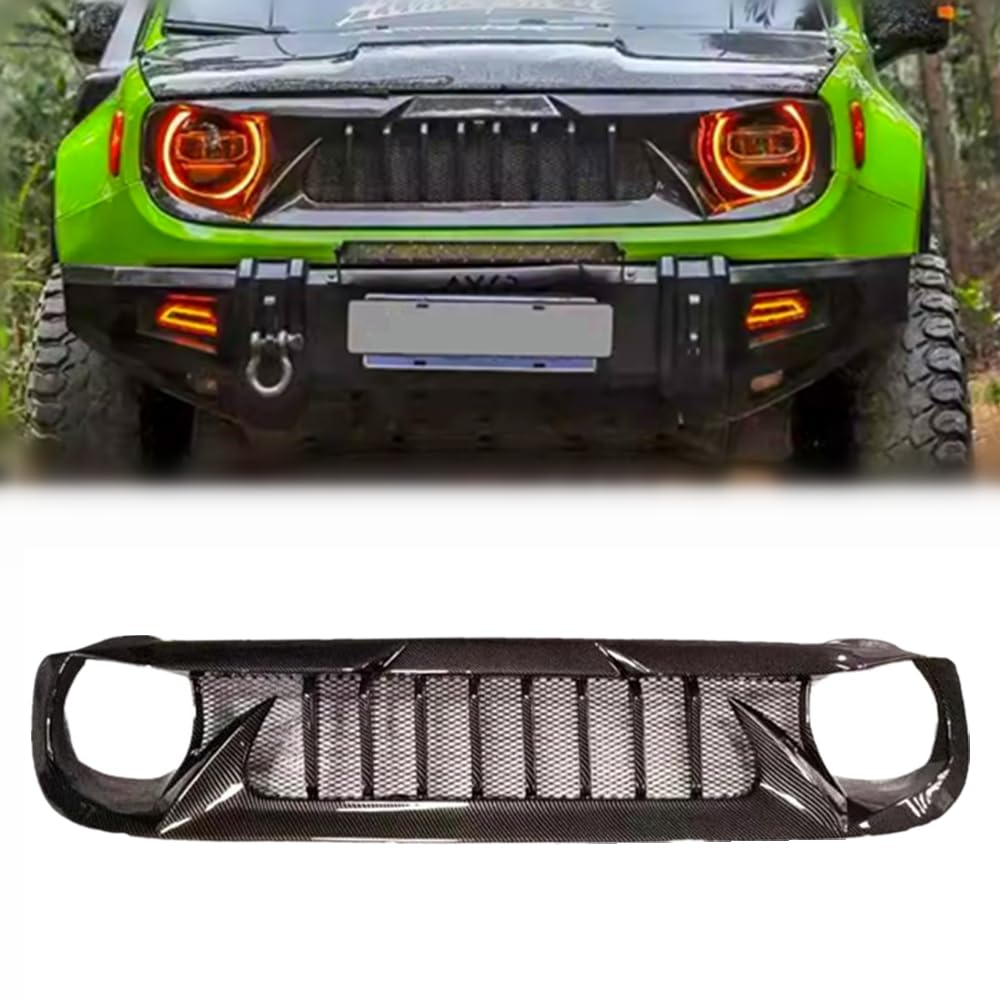 MOREXINYA Front Shark Grille For Renegade 2016 2017 2018 Upgrade Air Intake Styling Carbon Fiber Color ABS Front Bumper Hood Protector Grill (CARBON